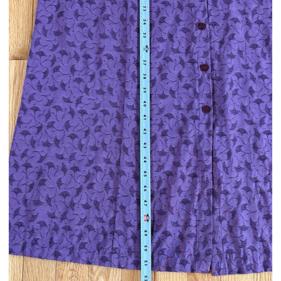 LL BEAN Floral Button Front Maxi Midi Dress Long Sleeve Purple Viscose Blend 12 - Picture 15 of 15